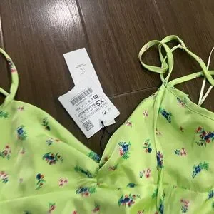 mint green knit dress Zara Green White and Purple Floral Dress- Size S – The Saved Collection main image 0